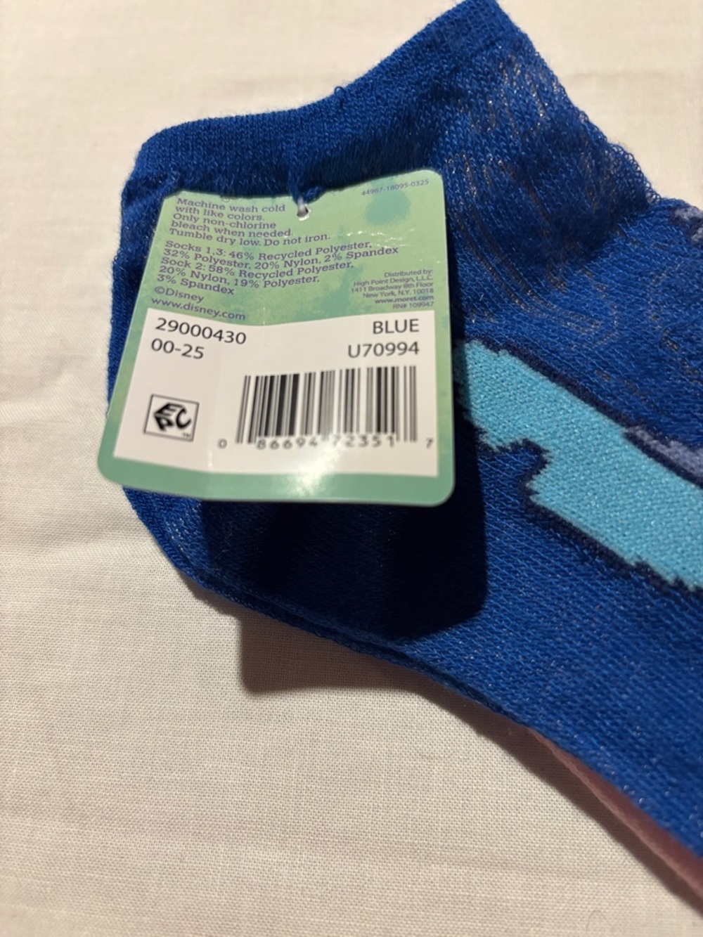 Disney Royal Blue Socks with Light Blue Accent